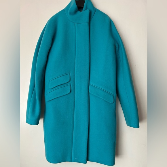 J. Crew Cocoon coat in Aqua Sea Stadium Cloth NWOT - Picture 4 of 10